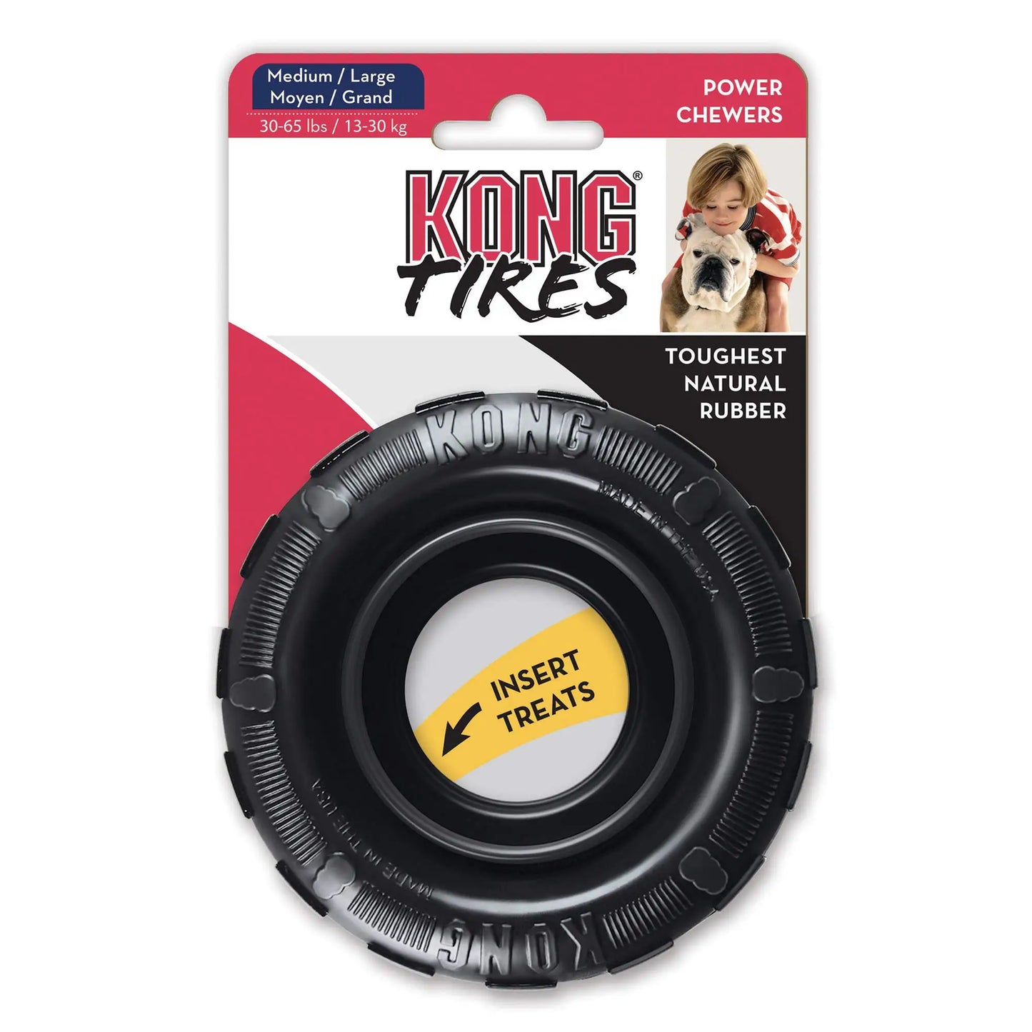 KONG - Tires - Durable Rubber Chew Toy and Treat Dispenser for Power Chewers