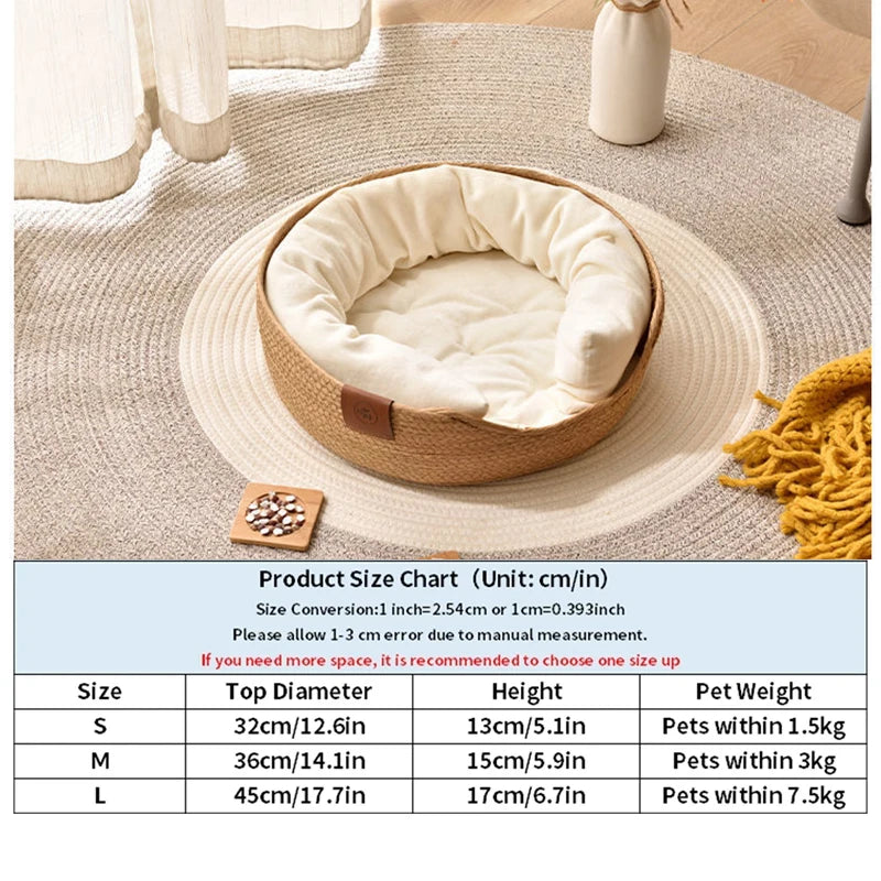 Bamboo Weaving Nest Basket Bed for Small Dogs