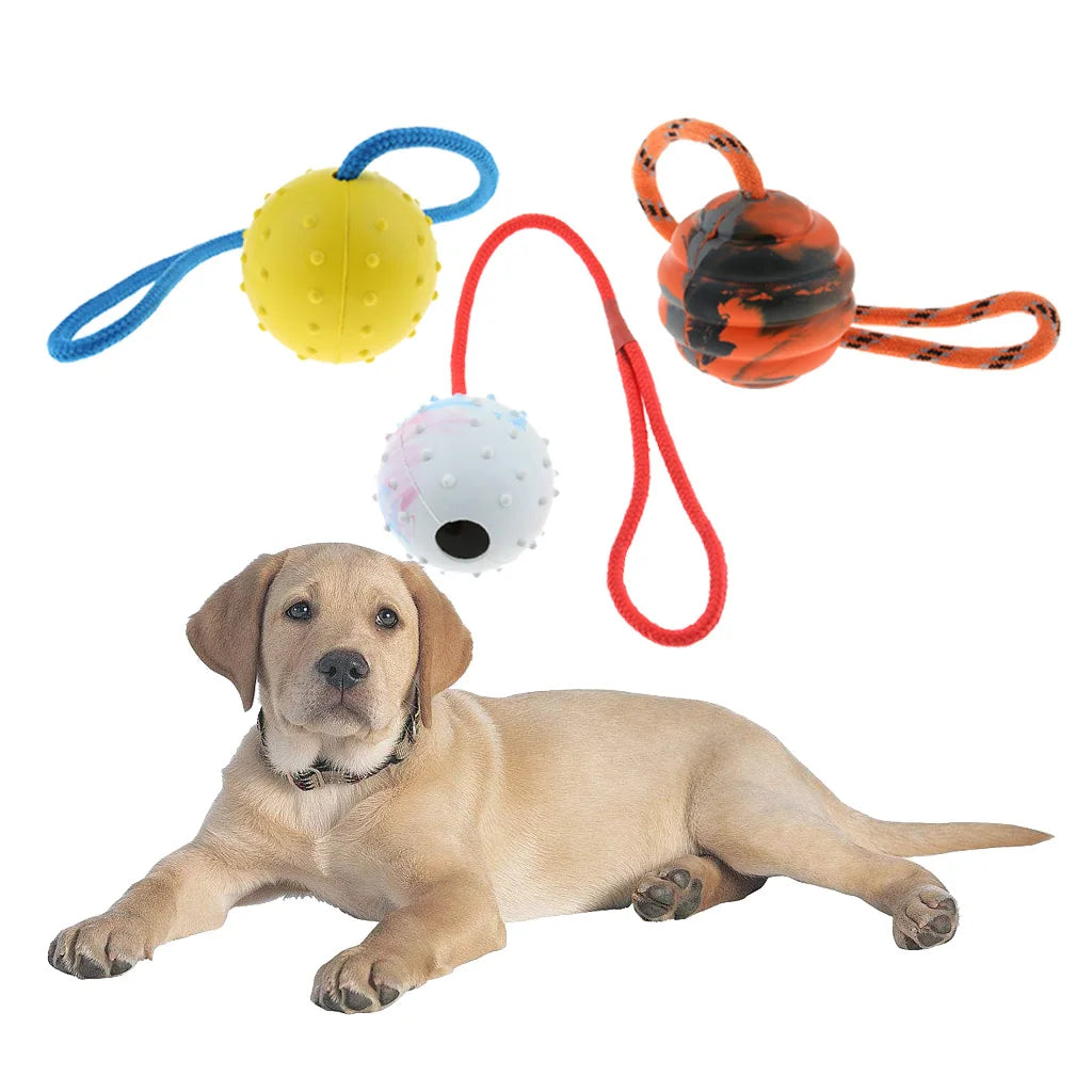 Durable Cotton Rope Rubber Ball for Fetch and Mental Stimulation