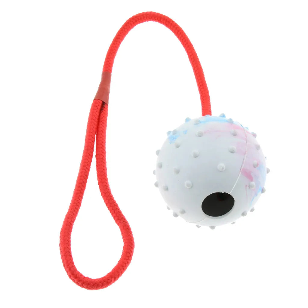 Durable Cotton Rope Rubber Ball for Fetch and Mental Stimulation