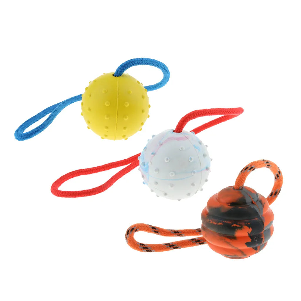 Durable Cotton Rope Rubber Ball for Fetch and Mental Stimulation