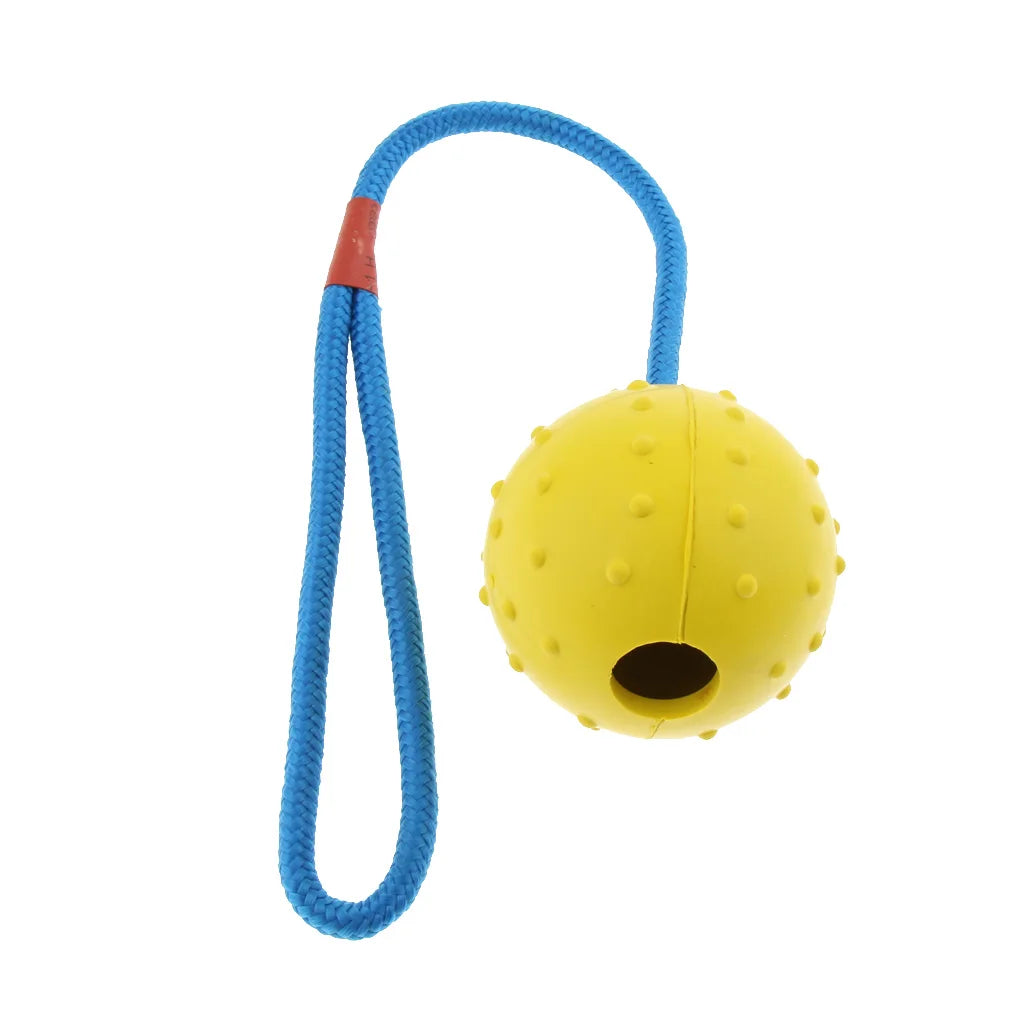 Durable Cotton Rope Rubber Ball for Fetch and Mental Stimulation