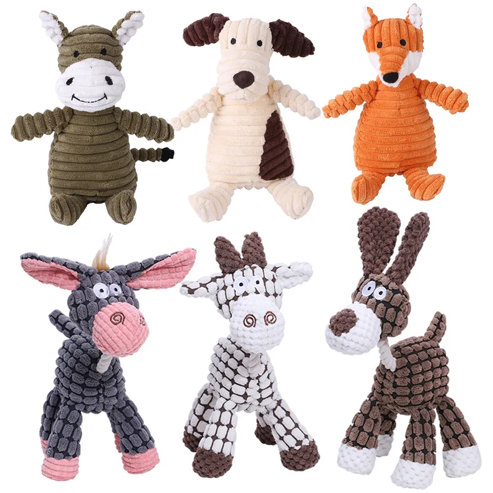 Plush Dog Toy Animal Stuffies with Squeekies