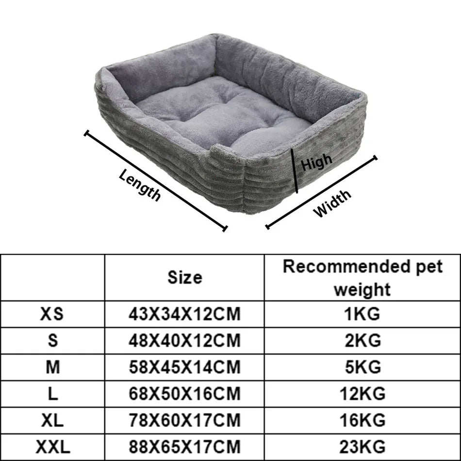 Plush Square Cushion Dog Bed